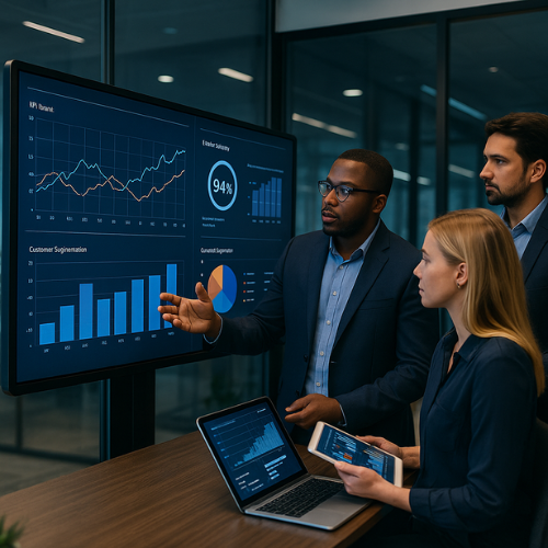 Business Intelligence Dashboard showing KPIs and team performance metrics for IT company Teknewlogy